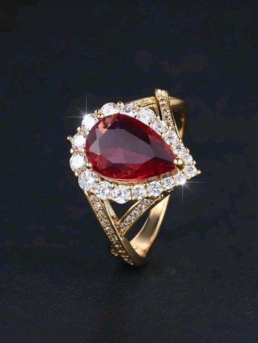 Gold plated zinc ring red - ring,