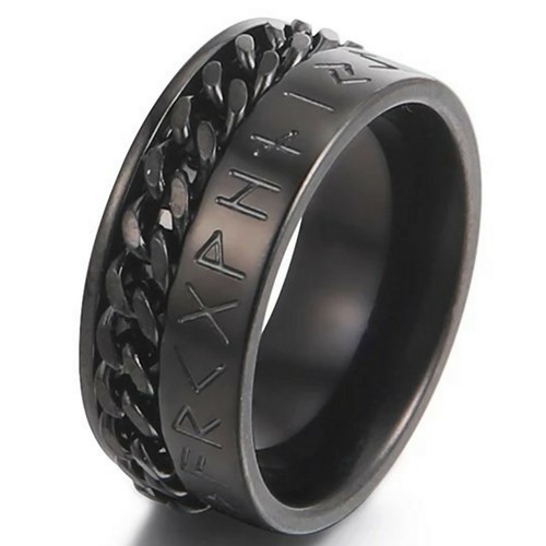 Black viking rune chain - black,